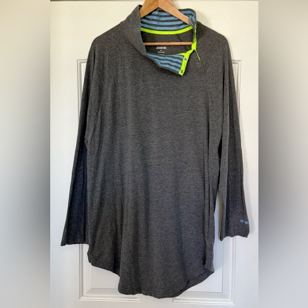 Jason Wu for EVA Air Gray Quarter Snap Pullover Shirt XL Long Sleeve Travel